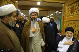 حضور میرزا محمد مهدی ارگانی بهبهانی در مرام بزرگداشت همسر آیت الله راستی کاشانی
