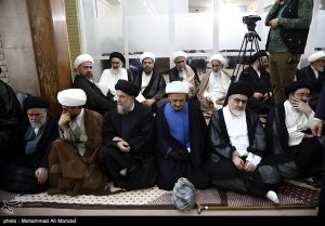 حضور استاد میرزا محمد مهدی ارگانی بهبهانی در مراسم بزرگداشت همسر حضرت آیت الله العظمی سیستانی